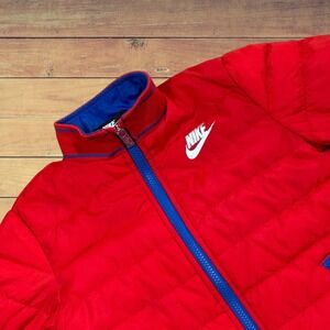 EUC Nike Puffer Coat Jacket kids unisex Size 7 L 6-7 years old red blue